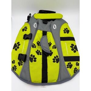 O'Rageous Dog Life Jacket Neon Green Paw Print Pet Safety Vest SLORSS0014